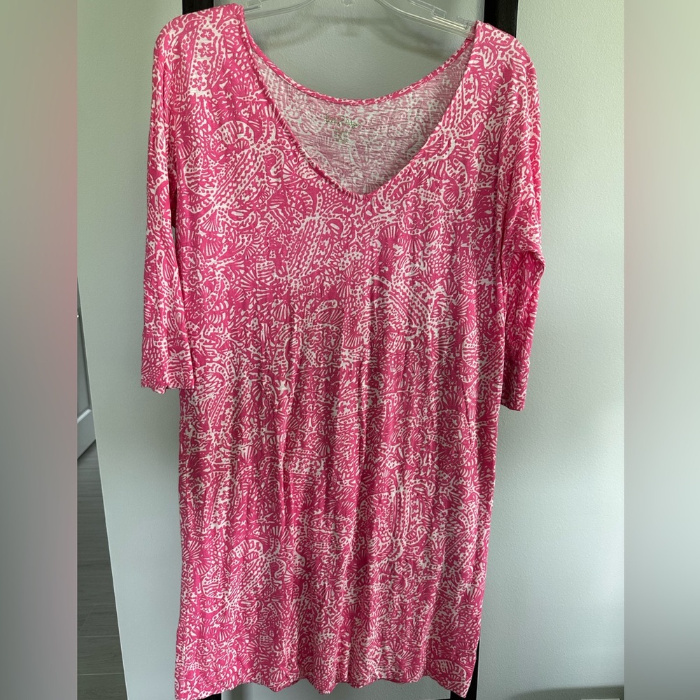 Lilly Pulitzer pink and white Pima cotton dress